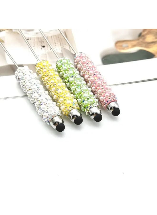 9PCS Mixed Color Ballpoint Pens With Pearl Diamond Inlay Touchscreen Stylus For Phone Tablet - Image 4